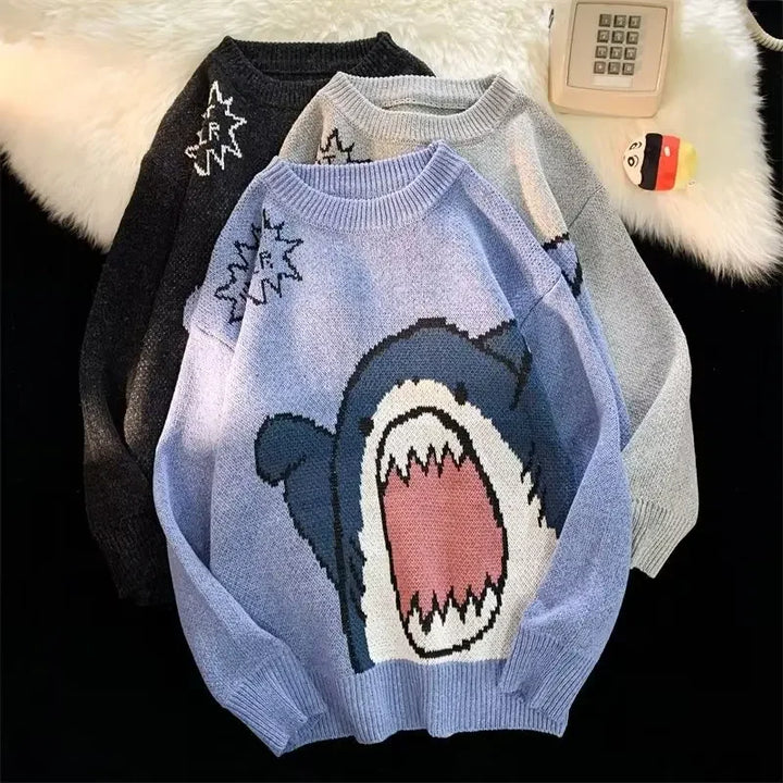 W&W Mode | Winterpullover mit Cartoon-Hai-Design für Paare