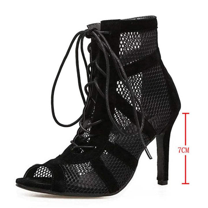 W&W Mode Damen Sandaletten mit hohen Absätzen - Verführerische Spitze und Mesh für den perfekten Party-Look
