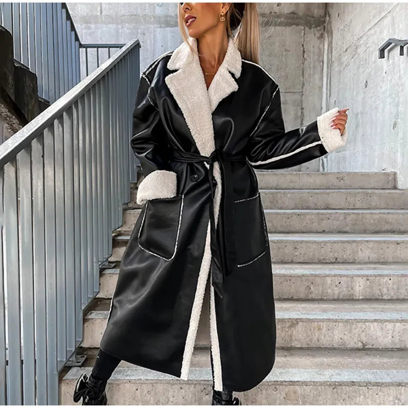 W&W Mode - Reverskragen mit Taschen Lederjacke