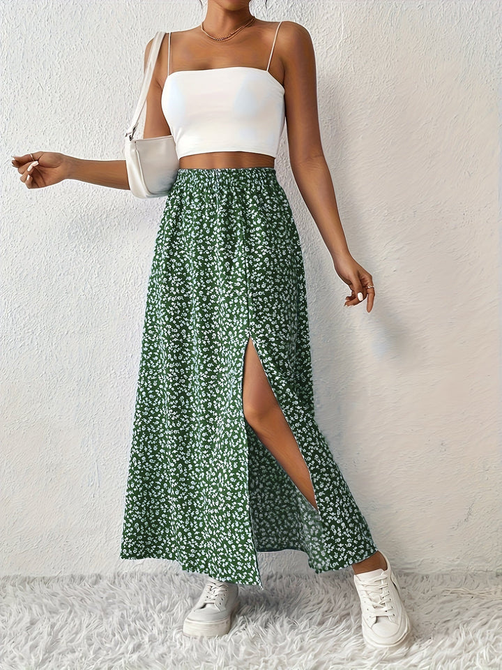 W&W Mode | Eleganter Maxi Rock Mit Blumenmuster Und Schlitz