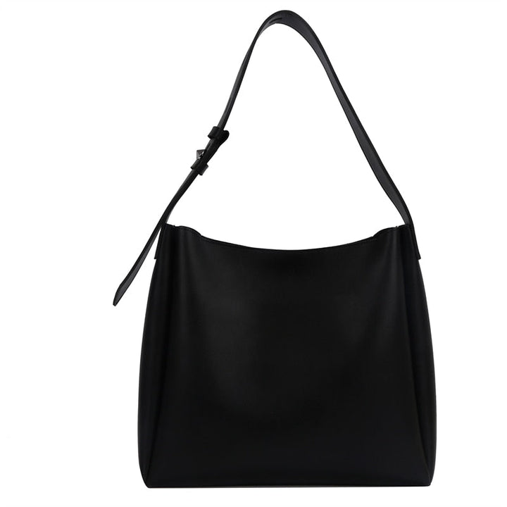 W&W Mode Hochwertige Damen Shopper Große Kapazität Schultertasche Reine Farbe Breiter Riemen Weiches PU-Leder