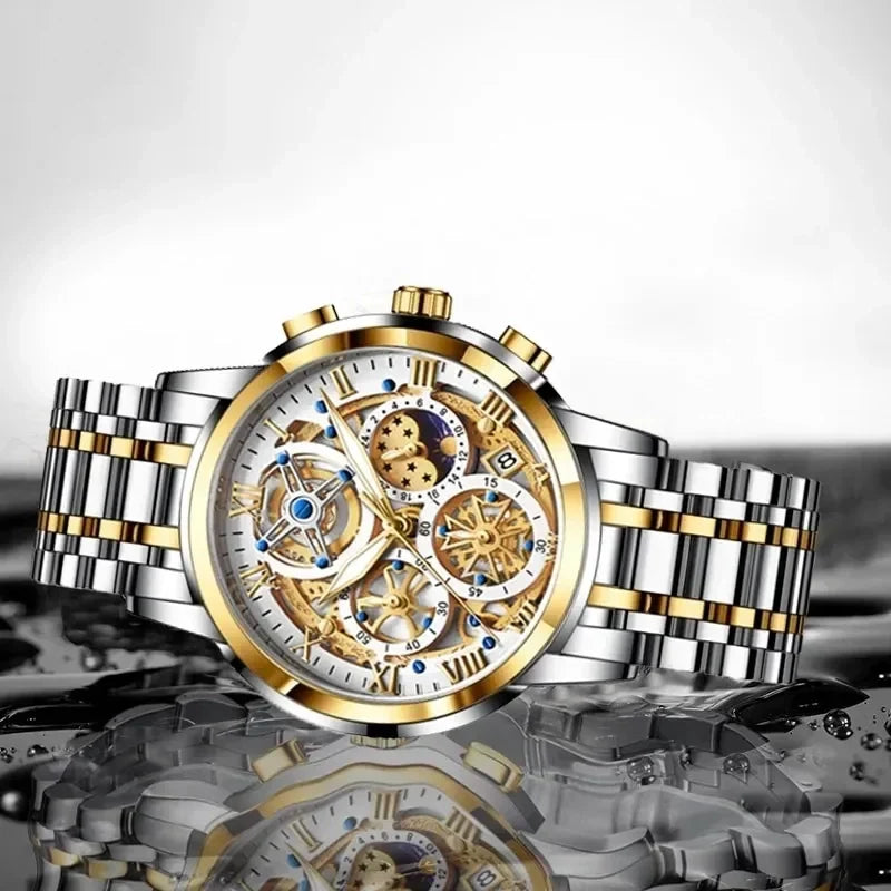 Herren-Quarzuhr mit Metallarmband