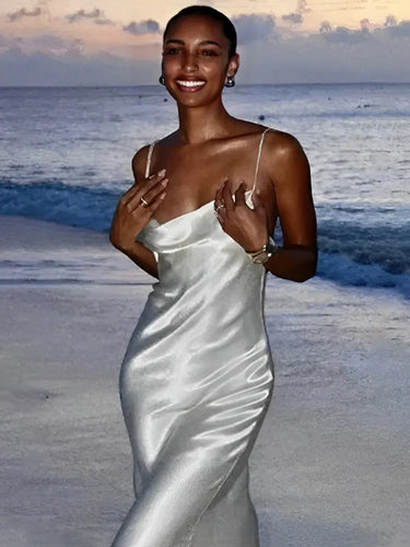 Satin Rückenfreies Partykleid