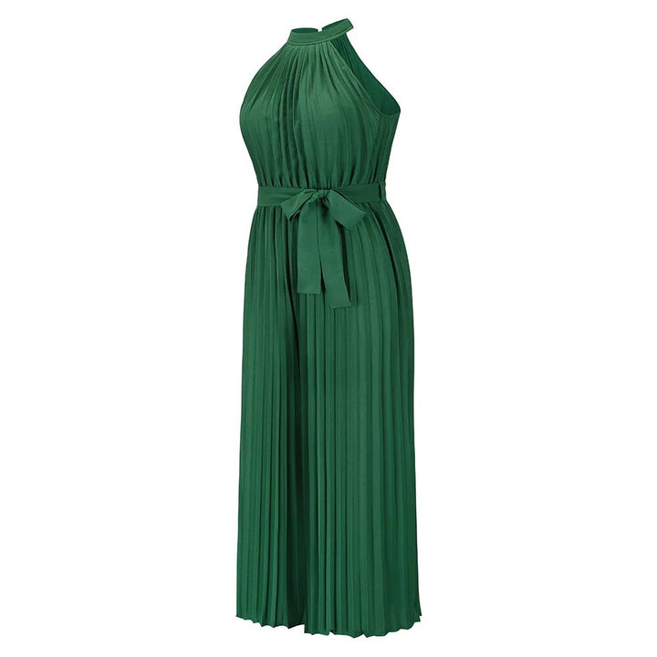 W&W Mode | Plissierter Overall mit Neckholder und Gürtel