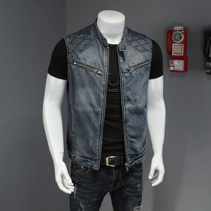 W&W Mode | Retro Herren Distressed Jeansjacke