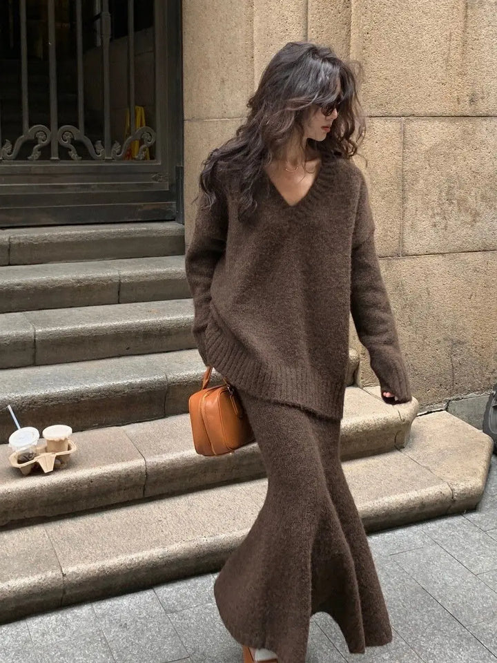 W&W Mode | Zweiteiliges Set aus Strickpullover und Rock