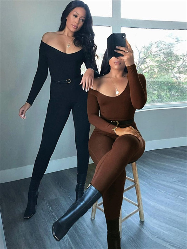 Damen Jumpsuit mit rundem Ausschnitt aus 95% Polyester und 5% Elasthan