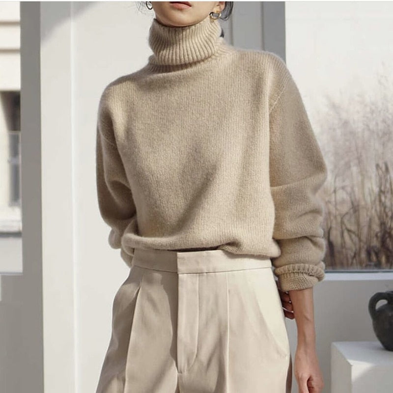 W&W Mode | Stilvolle Herbst Klassische Rollkragenpullover für Frauen