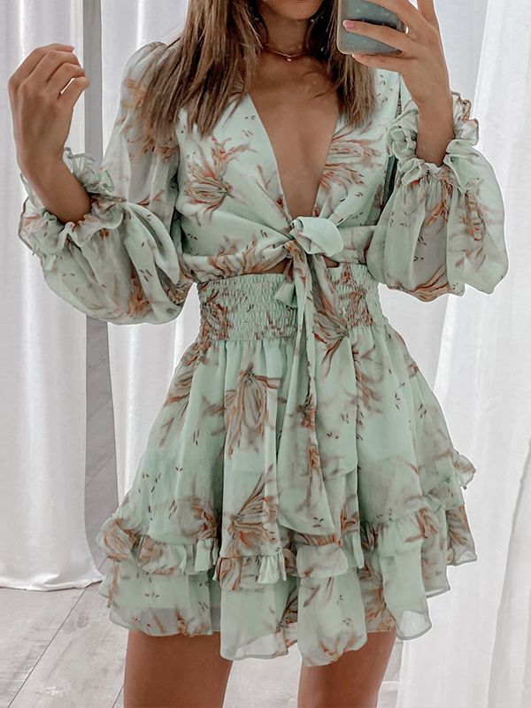 W&W Mode - Einfaches bedrucktes Chiffonkleid
