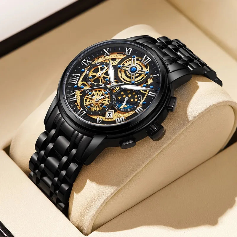Herren-Quarzuhr mit Metallarmband