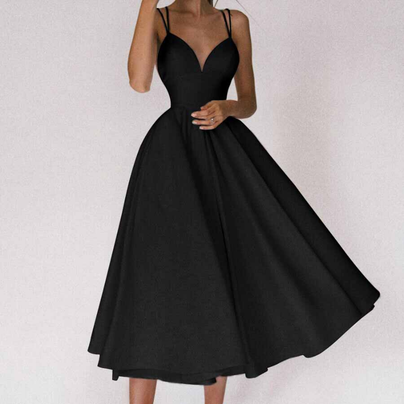 Modernes Kleid mit V-Ausschnitt und Trägern