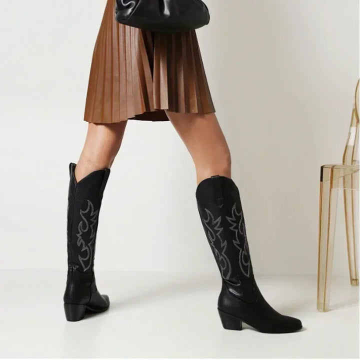 W&W Mode | Kniehohe Cowboystiefel Aus Wildleder Für Damen