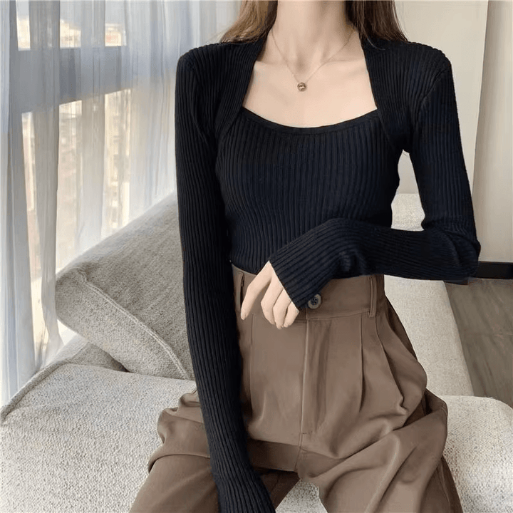 W&W Mode | Weicher, Warmer Strickpullover Mit Quadratischem Kragen