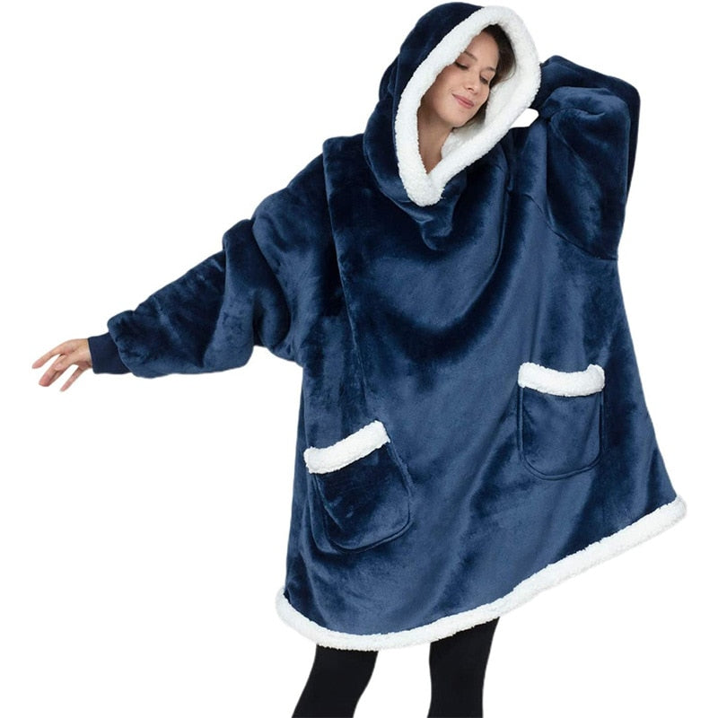 W&W Mode Super Gemütliche Gemütlichkeit | Damen Flauschige Fleece-Decke mit Ärmeln
