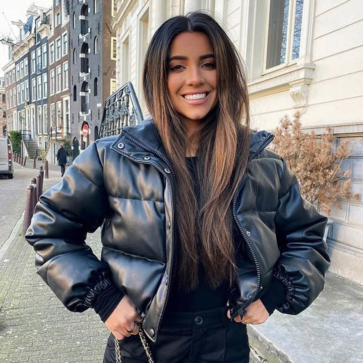W&W Mode | Gepolsterte Lederjacke für Damen