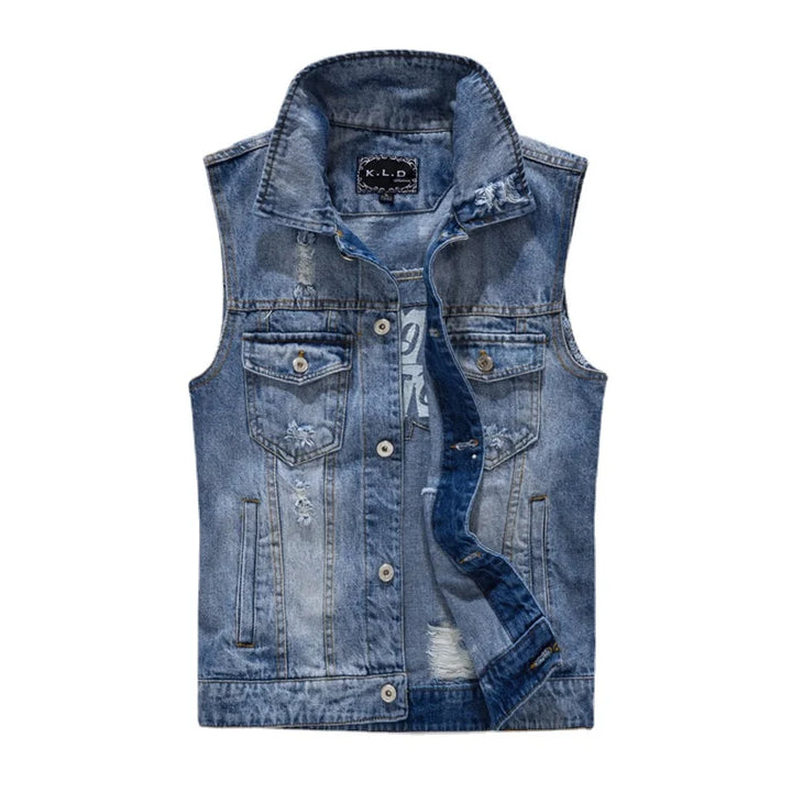 Herren-Jeansweste ohne Ärmel mit Used-Details
