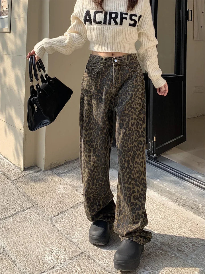 W&W Mode | Modische Leopardenmuster Jeans Für Damen