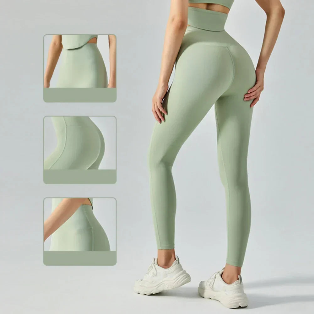 W&W Mode | Emily Sportswear Naked Hochtaillierte Tight Yoga Hosen Doppelseitig Gebürstet Pfirsich Po-Hebende Lauf Sport Fitness Leggings