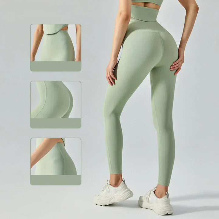 W&W Mode | Emily Sportswear Naked Hochtaillierte Tight Yoga Hosen Doppelseitig Gebürstet Pfirsich Po-Hebende Lauf Sport Fitness Leggings