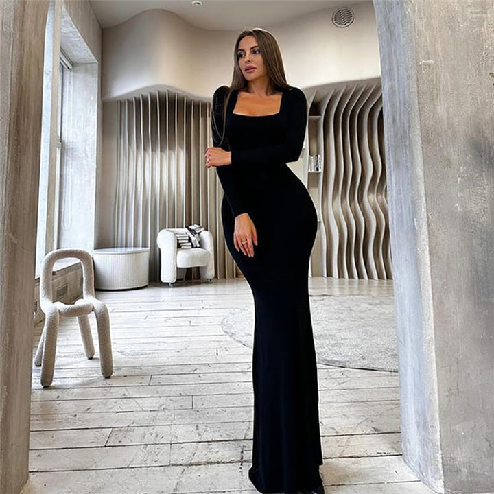 W&W Mode | Elegantes Langarm-Bodycon-Maxikleid