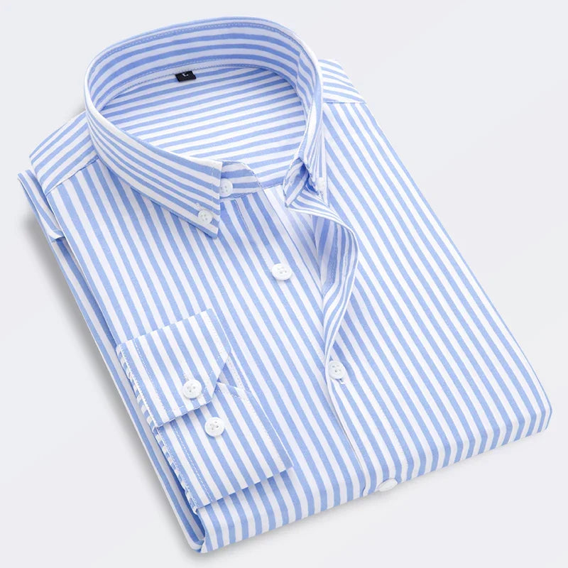 W&W Mode | Gestreiftes Hemd Für Männer Mit Langen Ärmeln Slim Fit