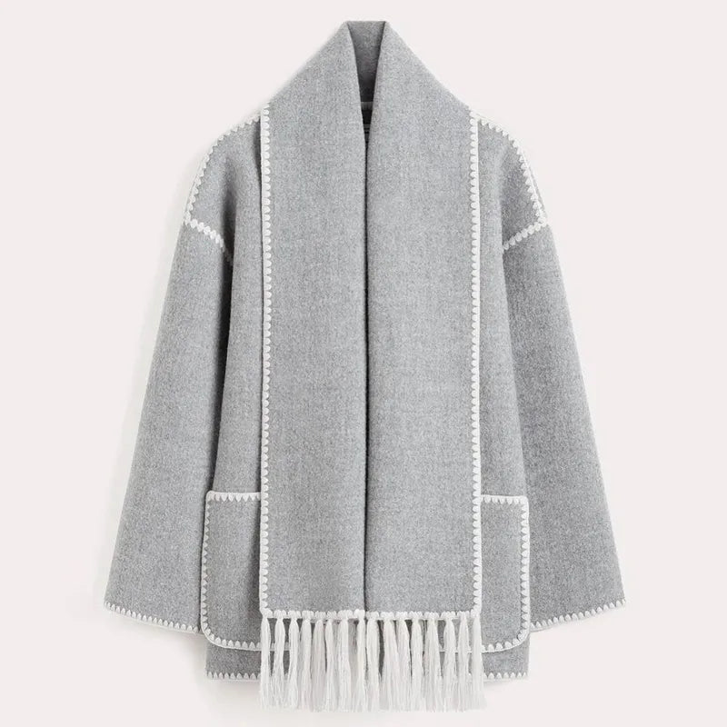 Jacke mit Fransen-Schal
