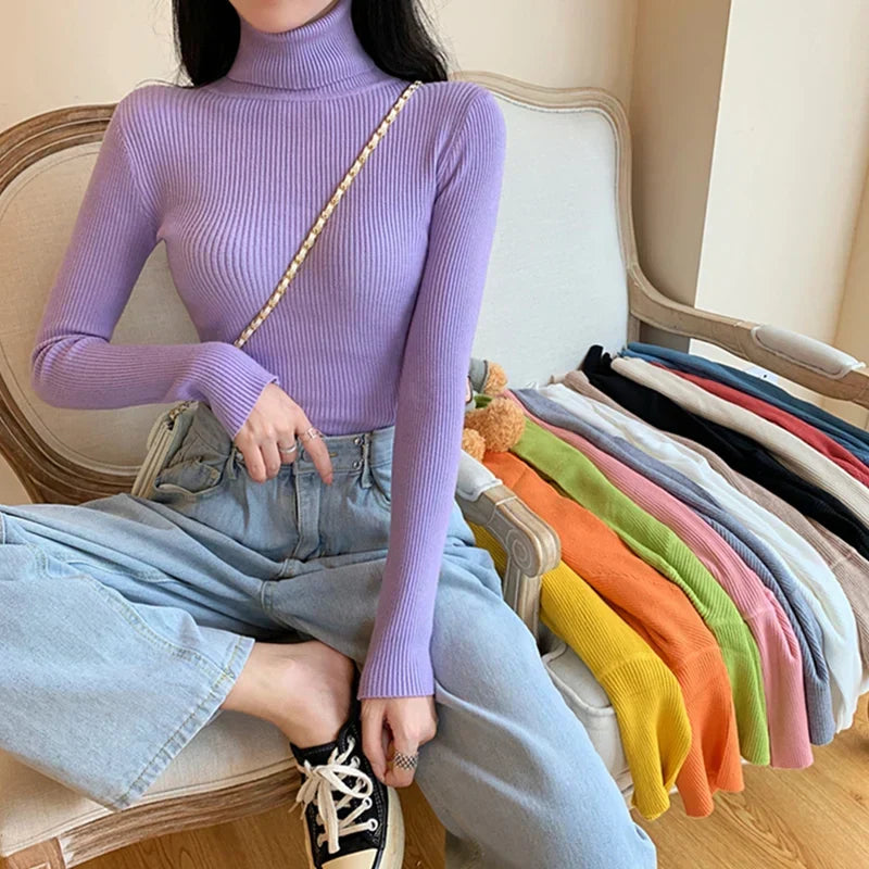 W&W Mode - Damen-Ripp-Turtleneck für elegante Raffinesse