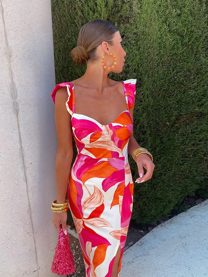 Leichtes Sommerkleid mit Blumenmuster und V-Ausschnitt für den Alltag | W&W Mode