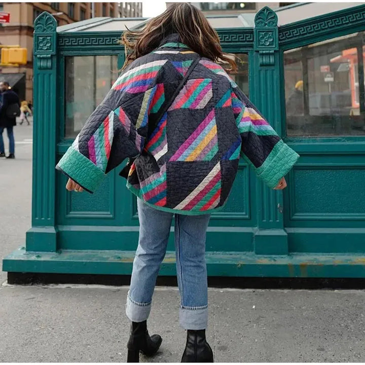 W&W Mode | Gepolsterte Kimonojacke Mit Regenbogenstreifen