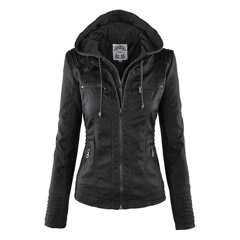 Kapuzenjacke: Basic PU-Jacke