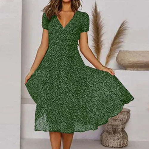 W&W Mode | A-linien Kleid Mit V-ausschnitt & Schwingendem Saum
