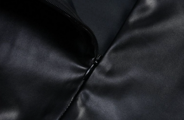 Damen Lederminikleid mit Neckholder und offenem Rücken