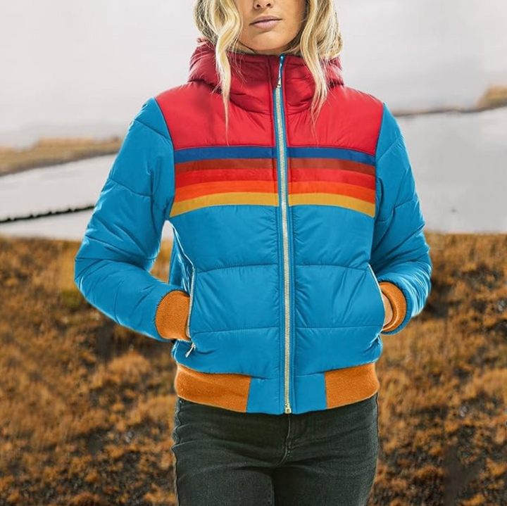 W&W Mode | Modische Retro-Winterjacke Für Damen Mit Streifenmuster