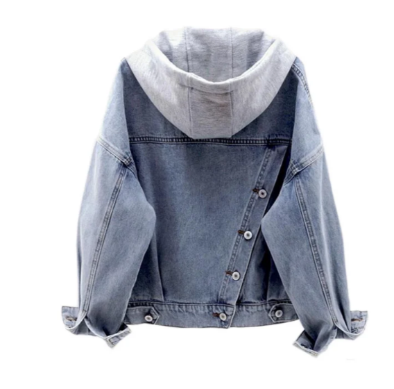 W&W Mode - Lässige Damen Jeansjacke Mit Kapuze