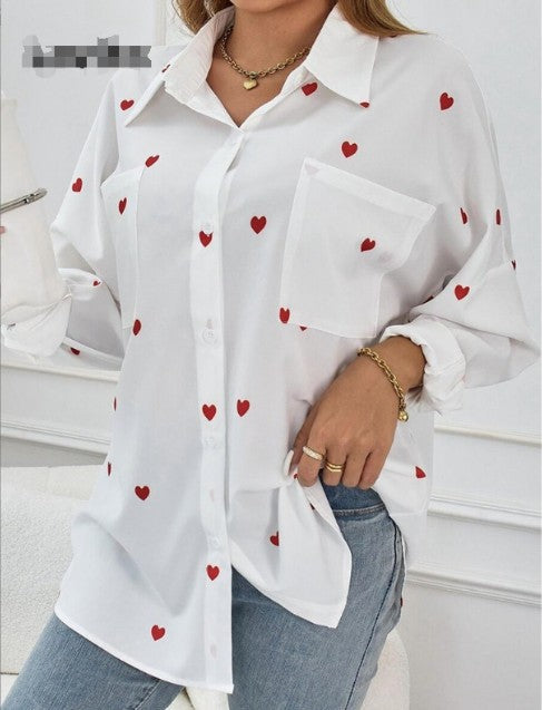 W&W Mode | Baumwollherzbluse Für Damen Lässiges Lockere Langarmfrühlingshemd
