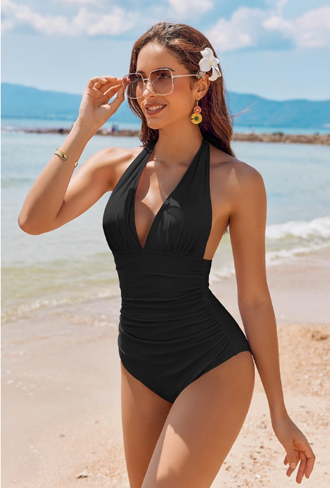 Kaye® | Wunderschöner Tankini mit zufälligem Muster und tiefem V-Ausschnitt