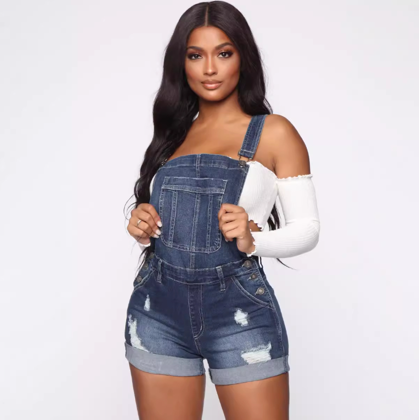 W&W Mode | Overall Zerrissene Denim Shorts