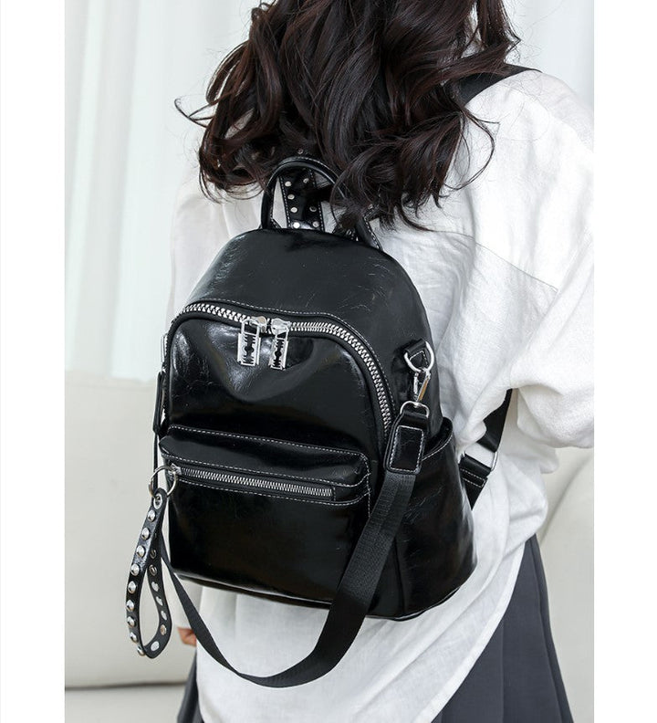 W&W Mode | Rucksack - Silber - Hochwertiges Leder mit Polyester-Futter