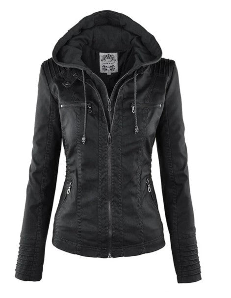 W&W Mode Lederjacke Mit Kapuze Für Damen | Perfekt Für Lässige Tage