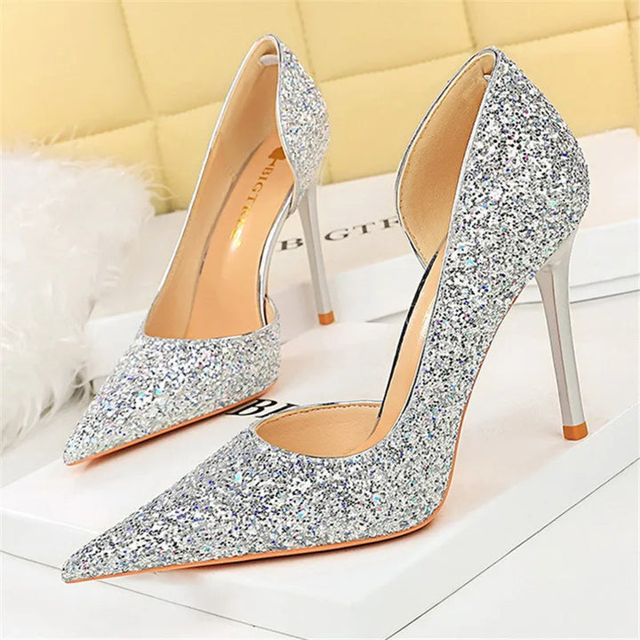 W&W Mode | Glitzernder, Spitzer Stiletto Absatz