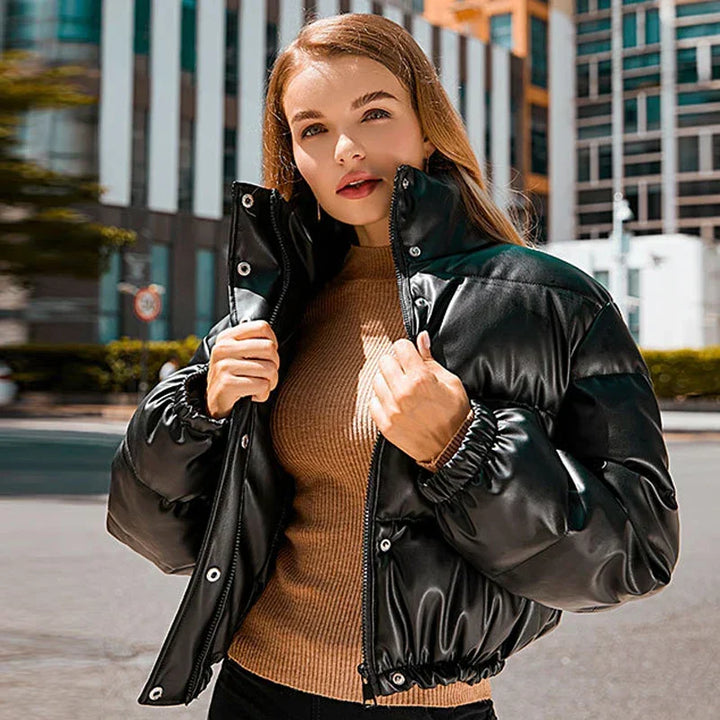 W&W Mode | Gepolsterte Lederjacke für Damen