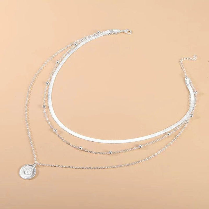 W&W Mode | 925 Sterling Silver Drei Lagen Runde Halskette