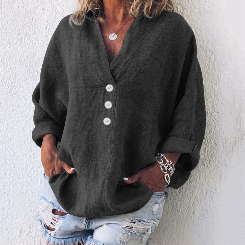 W&W Mode | Leinenbluse Mit V-ausschnitt Für Damen