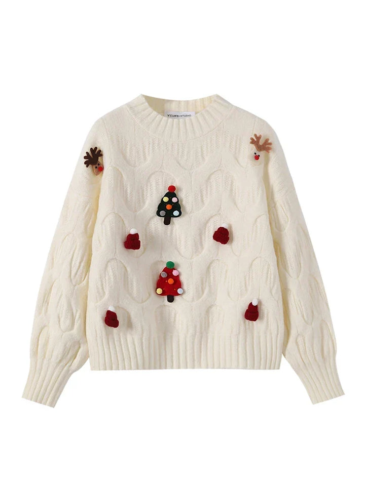 W&W Mode - Hässlicher Weihnachtspulli - Damen Weihnachtspullover im Vintage-Stil