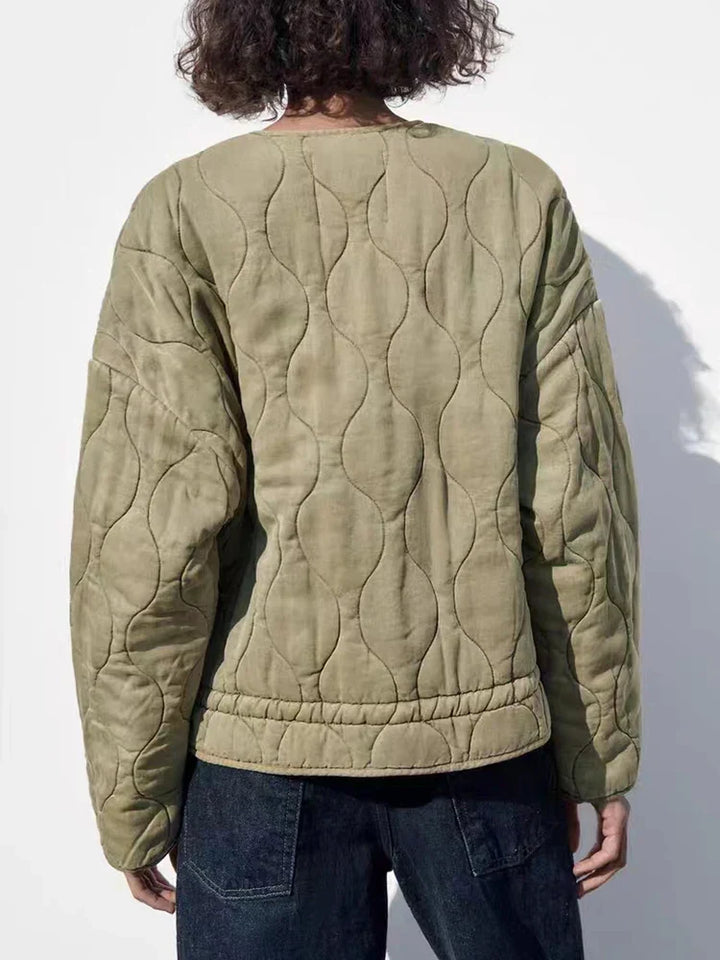 W&W Mode | Gepolsterte Uni-Farbe Reißverschlussjacke