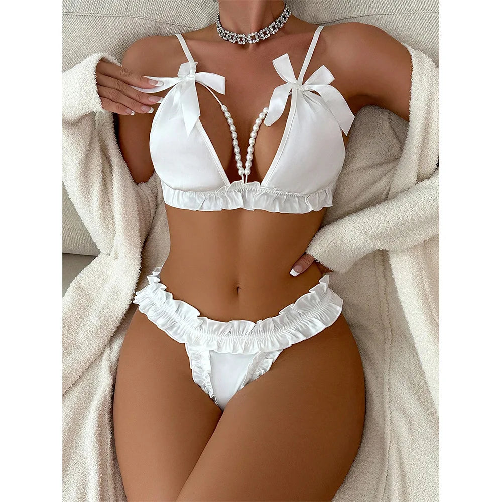Damen Unterwäsche-Set aus Polyester und Spandex mit Push-up-BH