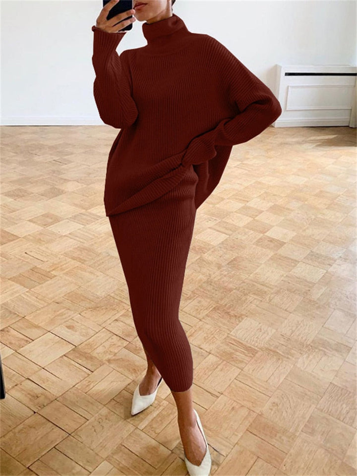 W&W Mode | Schickes Herbst Strick Zweiteiliges Slim Fit Set für Frauen