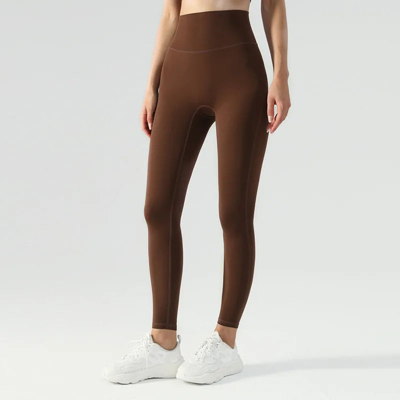 W&W Mode | Emily Sportswear Naked Hochtaillierte Tight Yoga Hosen Doppelseitig Gebürstet Pfirsich Po-Hebende Lauf Sport Fitness Leggings