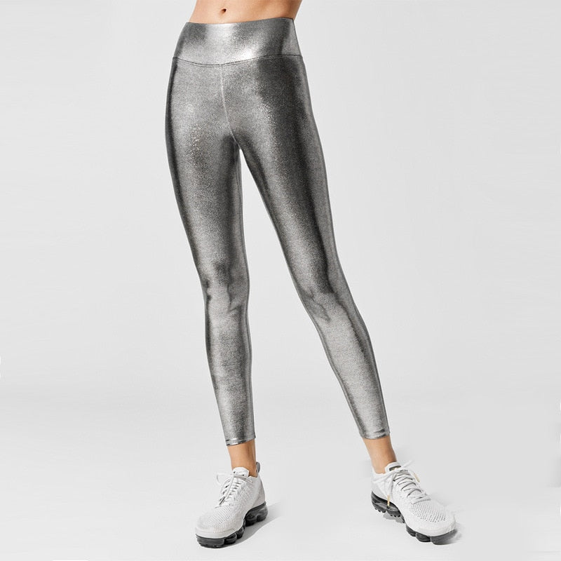 Damen Satin-Leggings mit elastischem Bund und Kordelzug