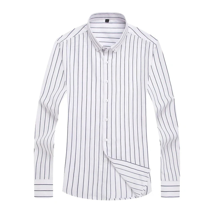 W&W Mode | Gestreiftes Hemd Für Männer Mit Langen Ärmeln Slim Fit